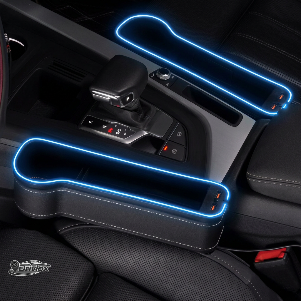 Boîte de rangement en cuir PU pour siège de voiture