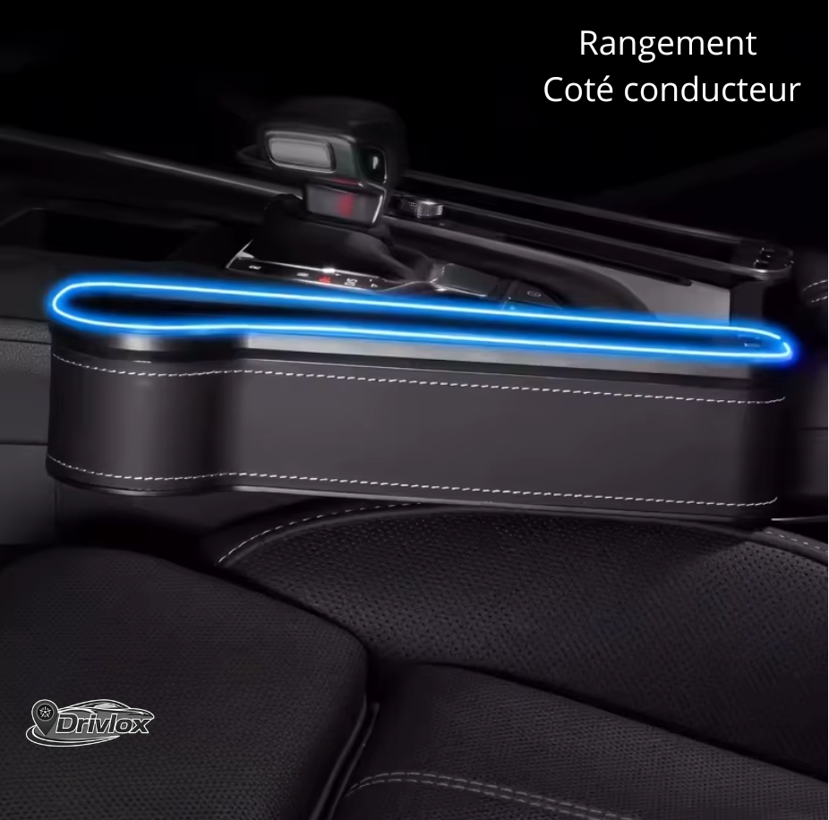 Boîte de rangement en cuir PU pour siège de voiture